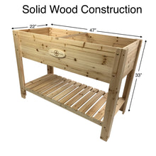 Load image into Gallery viewer, Warehouse Damaged BGLPK84 - Cedar Patio Planter with Legs and Shelf - Large - 48&quot; (L) x 24” (W) x 33” (H)
