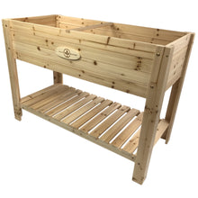 Load image into Gallery viewer, Warehouse Damaged BGLPK84 - Cedar Patio Planter with Legs and Shelf - Large - 48&quot; (L) x 24” (W) x 33” (H)
