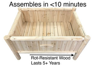 BGRGP60 - Cedar Log Planter Box with Legs - 41.3 (L) x 29.5 (W) x 23.6 (H) Inches (Heavy Duty Short)