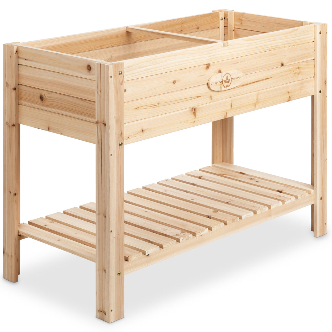 BGLPK84 - Cedar Patio Planter with Legs and Shelf - Large - 48