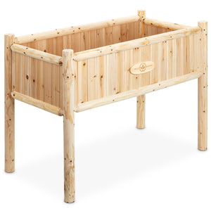 CLEARANCE - Cosmetic Defects - BGRGP85 - Cedar Log Planter Box with Legs - 44.7 (L) x 23.2 (W) x 33.5 (H) Inches