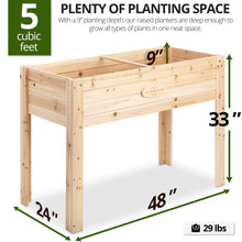 Load image into Gallery viewer, BGLP84 - Cedar Patio Planter with Legs (No lower shelf) - Large - 48&quot; (L) x 24” (W) x 33” (H)
