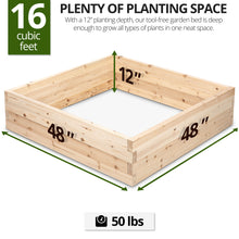 Load image into Gallery viewer, BGRBP30 - Cedar Raised Garden Bed Kit - Fast Assembly, No Tools Needed - 1.5&quot; Thick Boards - (48&quot; x 48&quot; x 12&quot;)
