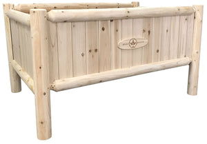 BGRGP81 - Cedar Log Planter Box with Legs - 41.3 (L) x 29.5 (W) x 32 (H) Inches (Heavy Duty Tall)
