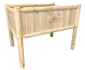 BGRGP81 - Cedar Log Planter Box with Legs - 41.3 (L) x 29.5 (W) x 32 (H) Inches (Heavy Duty Tall)