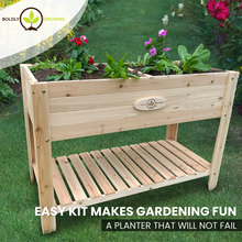 Load image into Gallery viewer, BGLPK84 - Cedar Patio Planter with Legs and Shelf - Large - 48&quot; (L) x 24” (W) x 33” (H)
